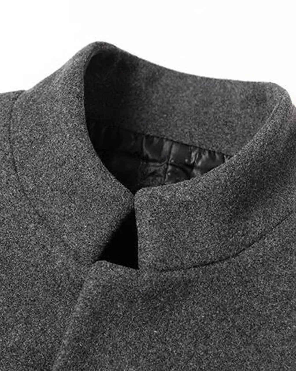 Men's Stand Collar Wool-Blend Overcoat with Button Closure, Slim Fit – Blair Belle