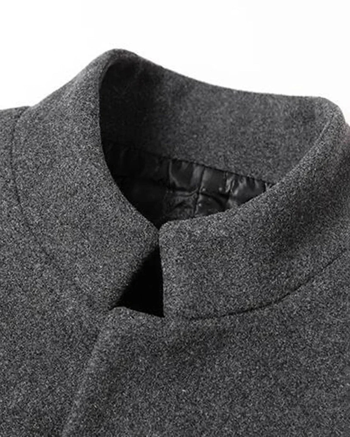 Men's Stand Collar Wool-Blend Overcoat with Button Closure, Slim Fit – Blair Belle
