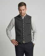 Men's Stand Collar Wool Waistcoat with Embroidered Trim – Brooks