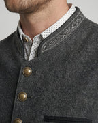 Men's Stand Collar Wool Waistcoat with Embroidered Trim – Brooks