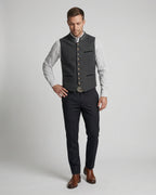 Men's Stand Collar Wool Waistcoat with Embroidered Trim – Brooks