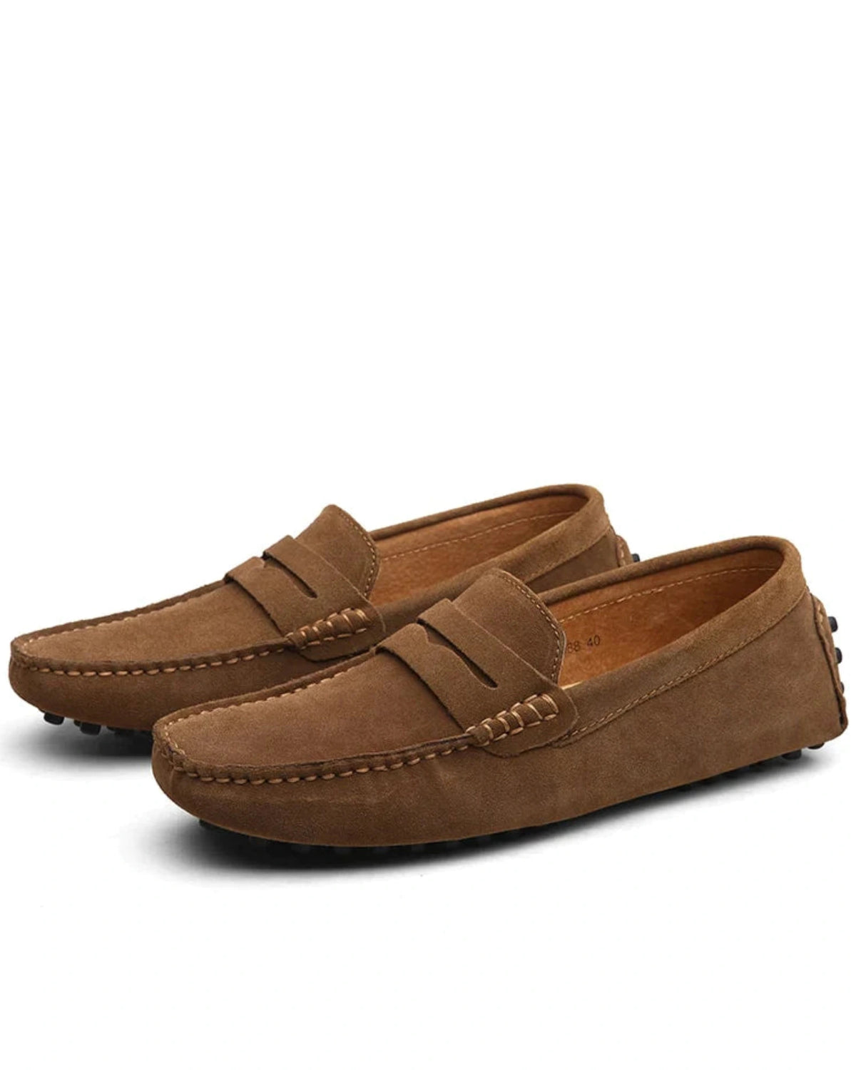 Men's Suede Driving Loafers with Penny Strap and Pebbled Sole – Otis