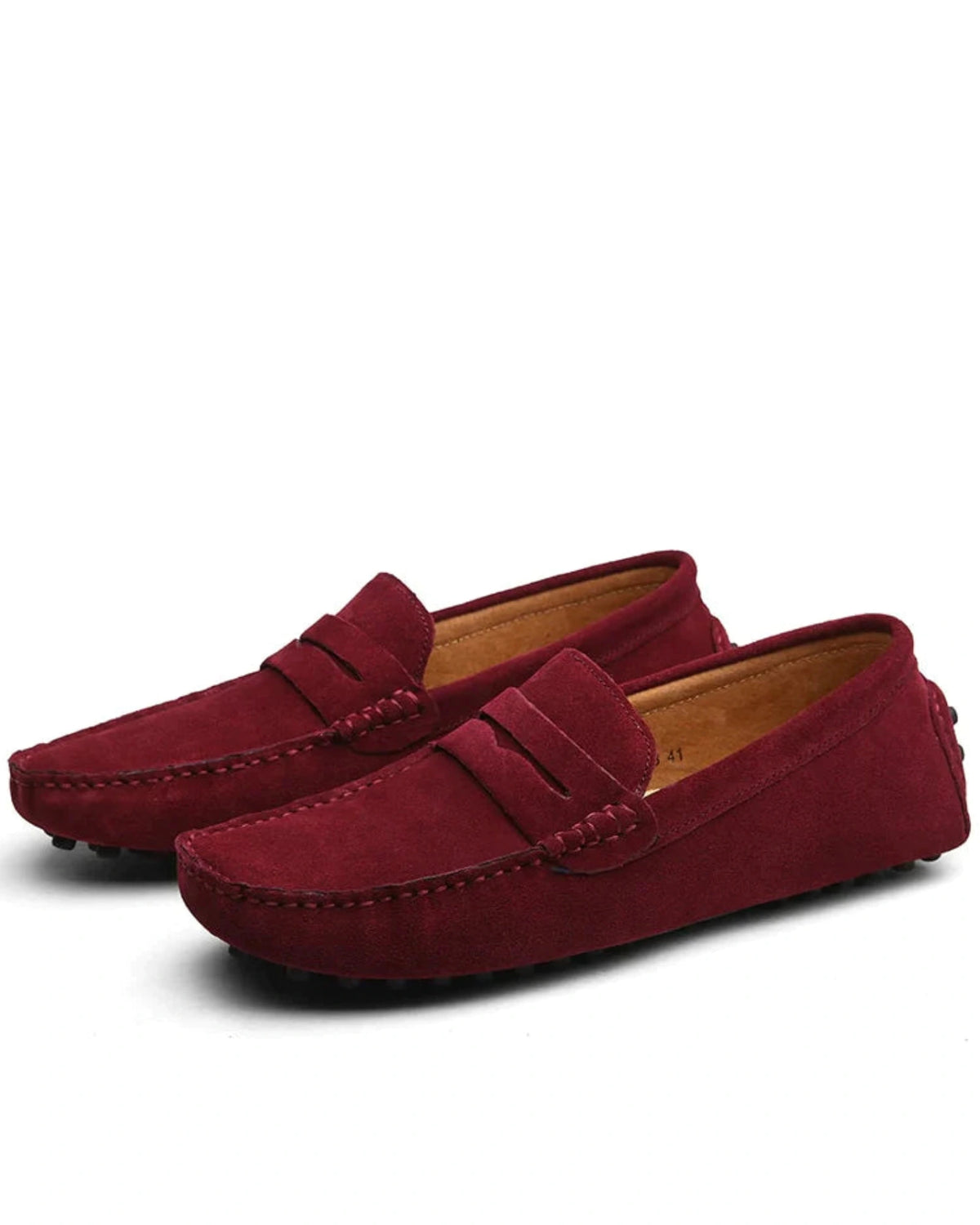 Men's Suede Driving Loafers with Penny Strap and Pebbled Sole – Otis