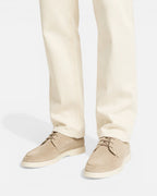 Men's Suede Lace-Up Apron Toe Boat Shoes with Contrast White Sole – Kai