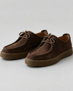 Men's Suede Lace-Up Moccasin Shoes with Apron Toe and Crepe Sole – Dane