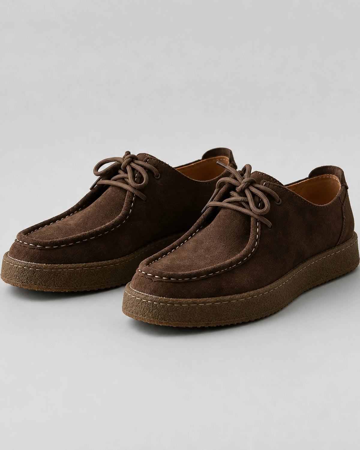 Men's Suede Lace-Up Moccasin Shoes with Apron Toe and Crepe Sole – Dane