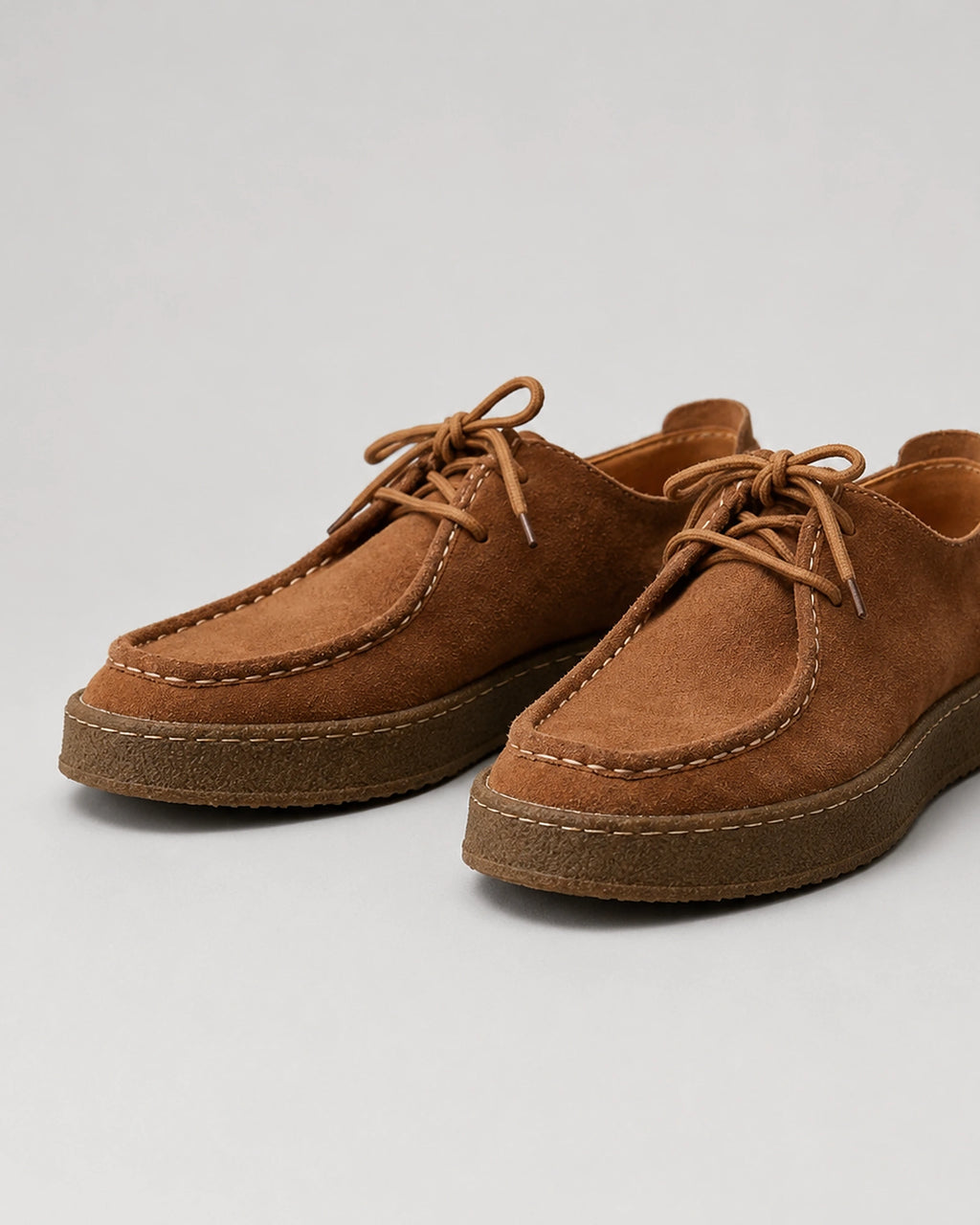Men's Suede Lace-Up Moccasin Shoes with Apron Toe and Crepe Sole – Dane