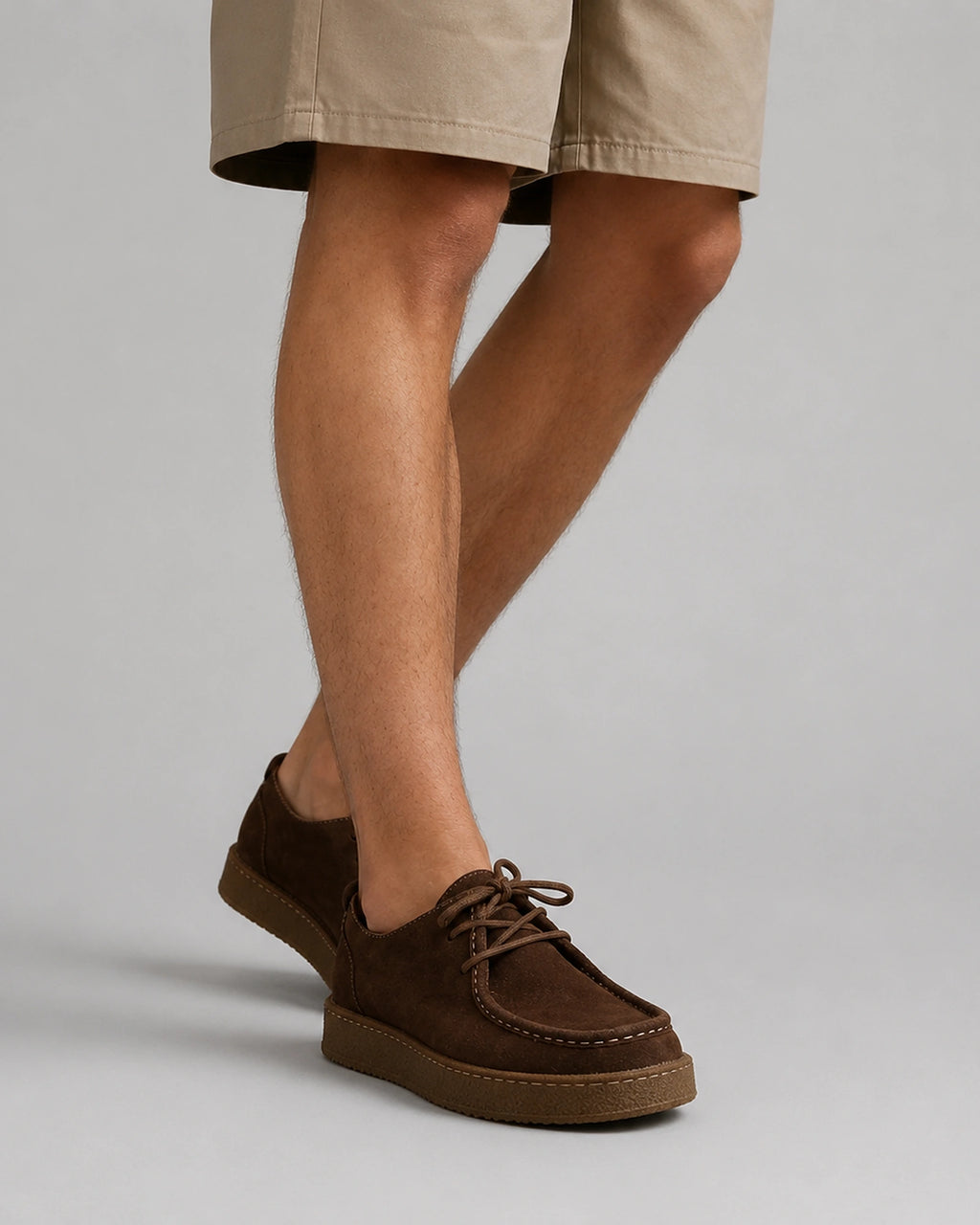 Men's Suede Lace-Up Moccasin Shoes with Apron Toe and Crepe Sole – Dane