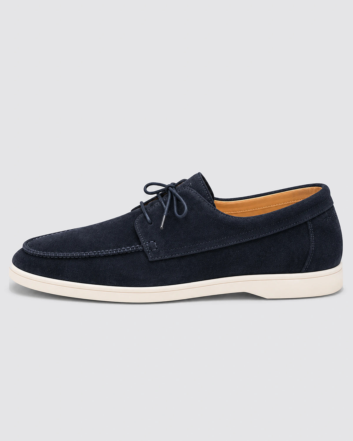 Men's Suede Lace-Up Moccasin Shoes with Apron Toe and White Sole – Alfie