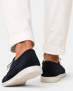Men's Suede Lace-Up Moccasin Shoes with Apron Toe and White Sole – Alfie