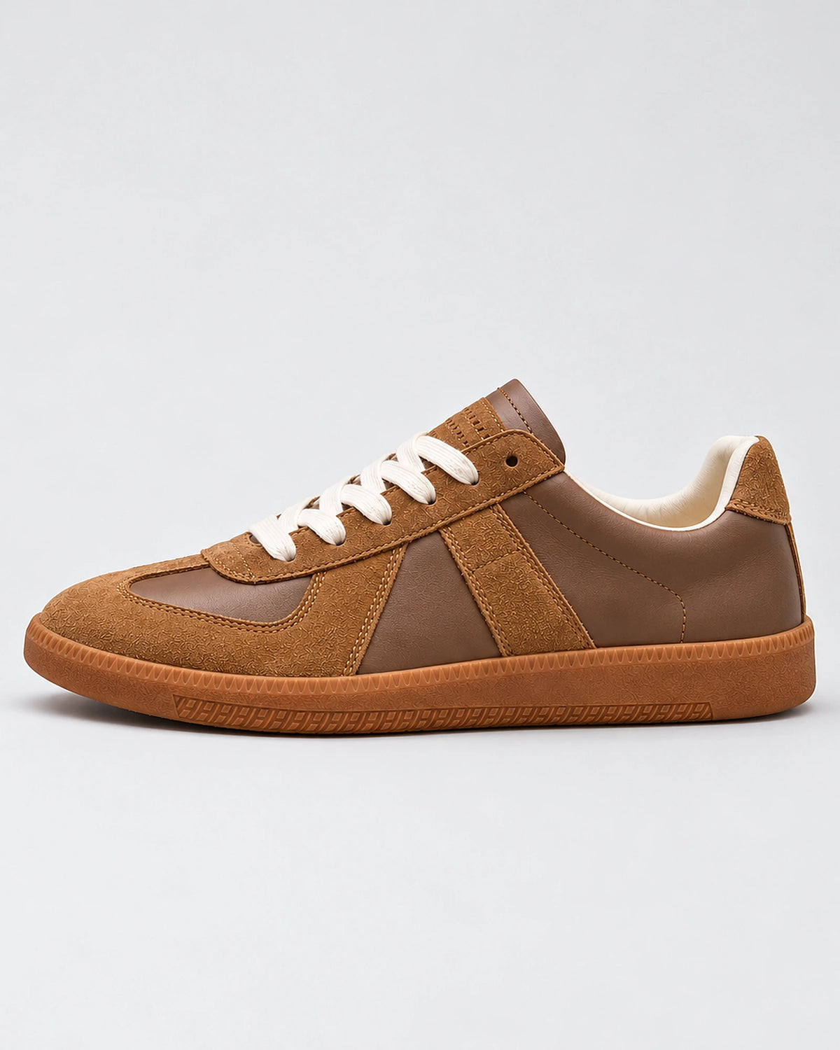 Men's Suede Panel Leather-Look Army Trainers with Gum Sole – Quentin