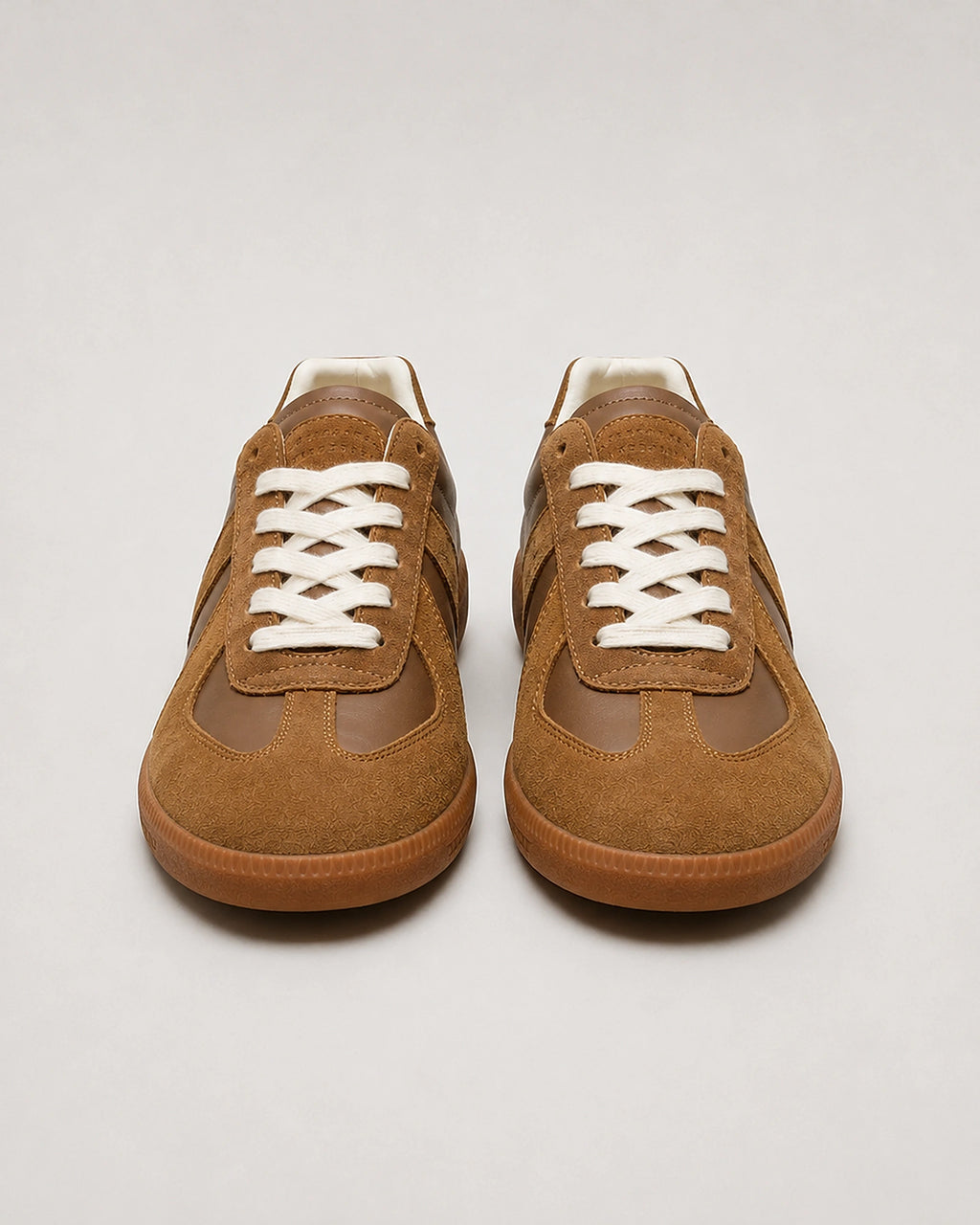 Men's Suede Panel Leather-Look Army Trainers with Gum Sole – Quentin