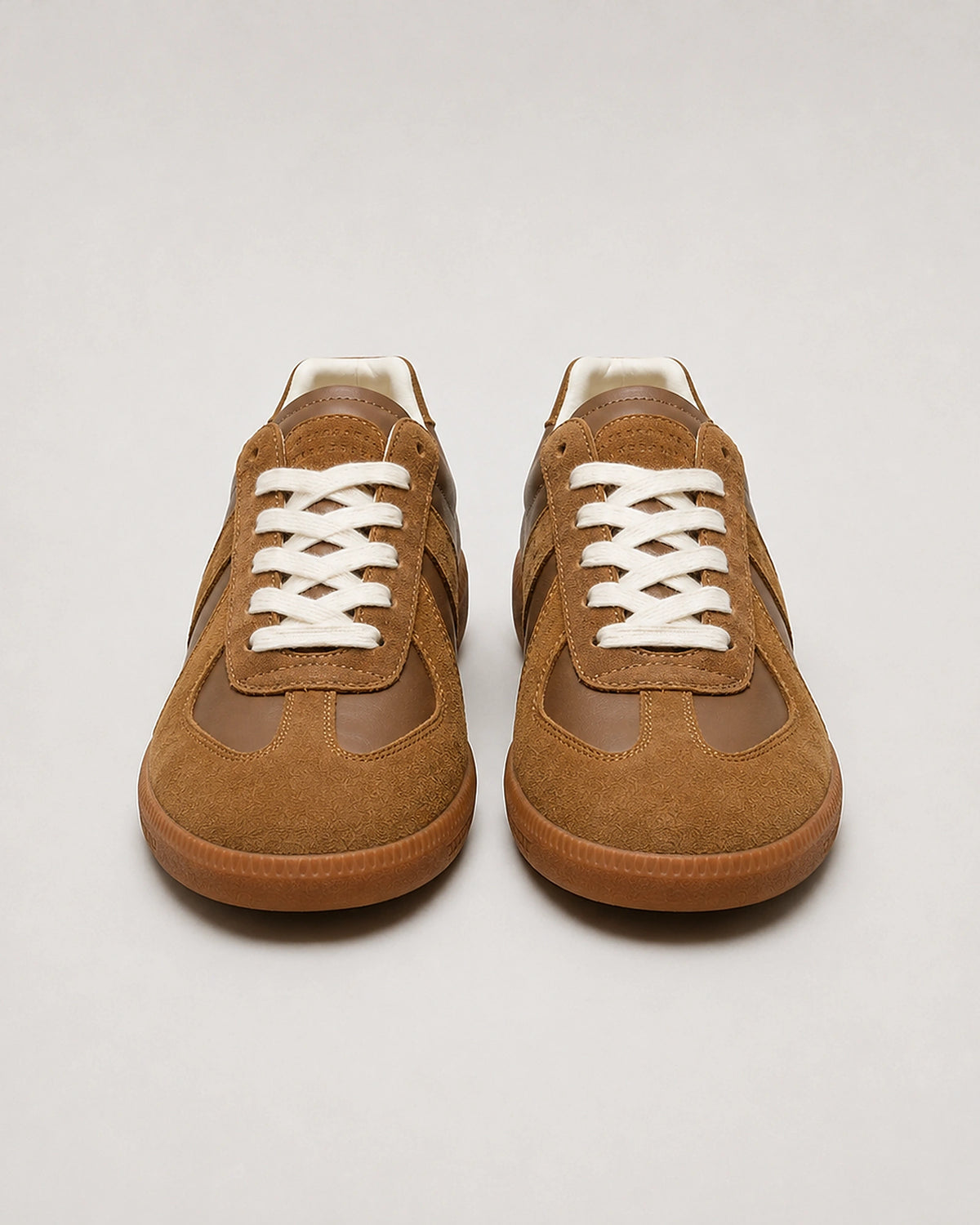 Men's Suede Panel Leather-Look Army Trainers with Gum Sole – Quentin