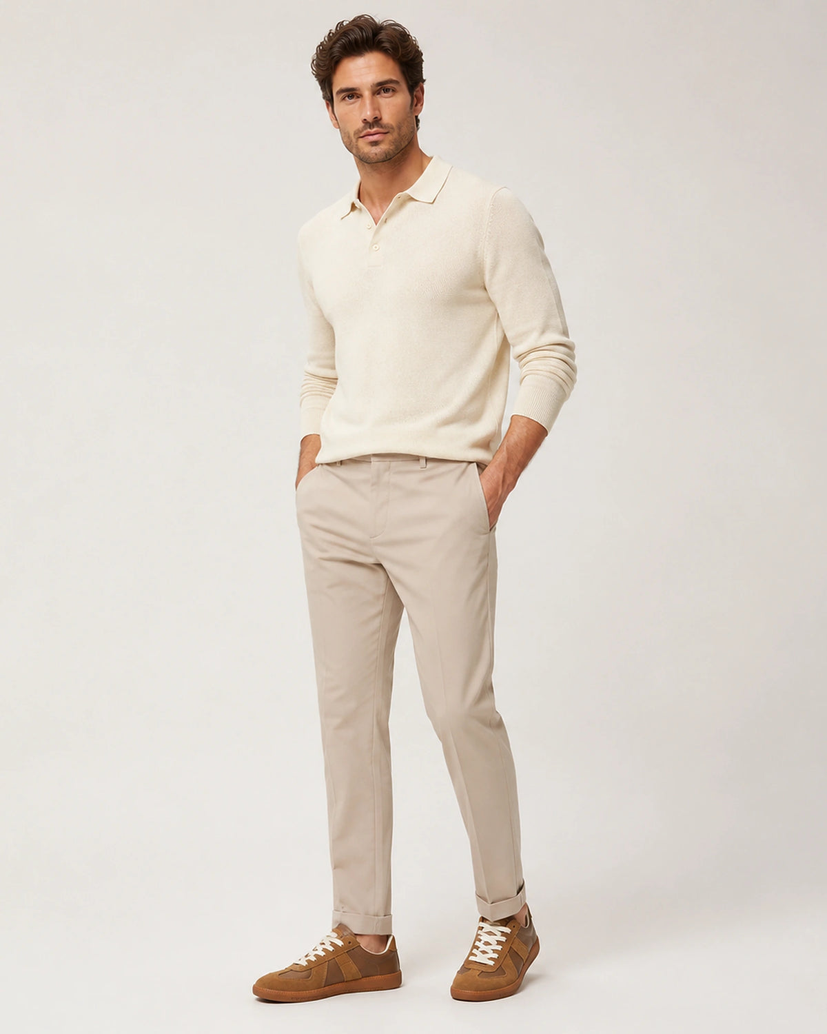 Men's Suede Panel Leather-Look Army Trainers with Gum Sole – Quentin