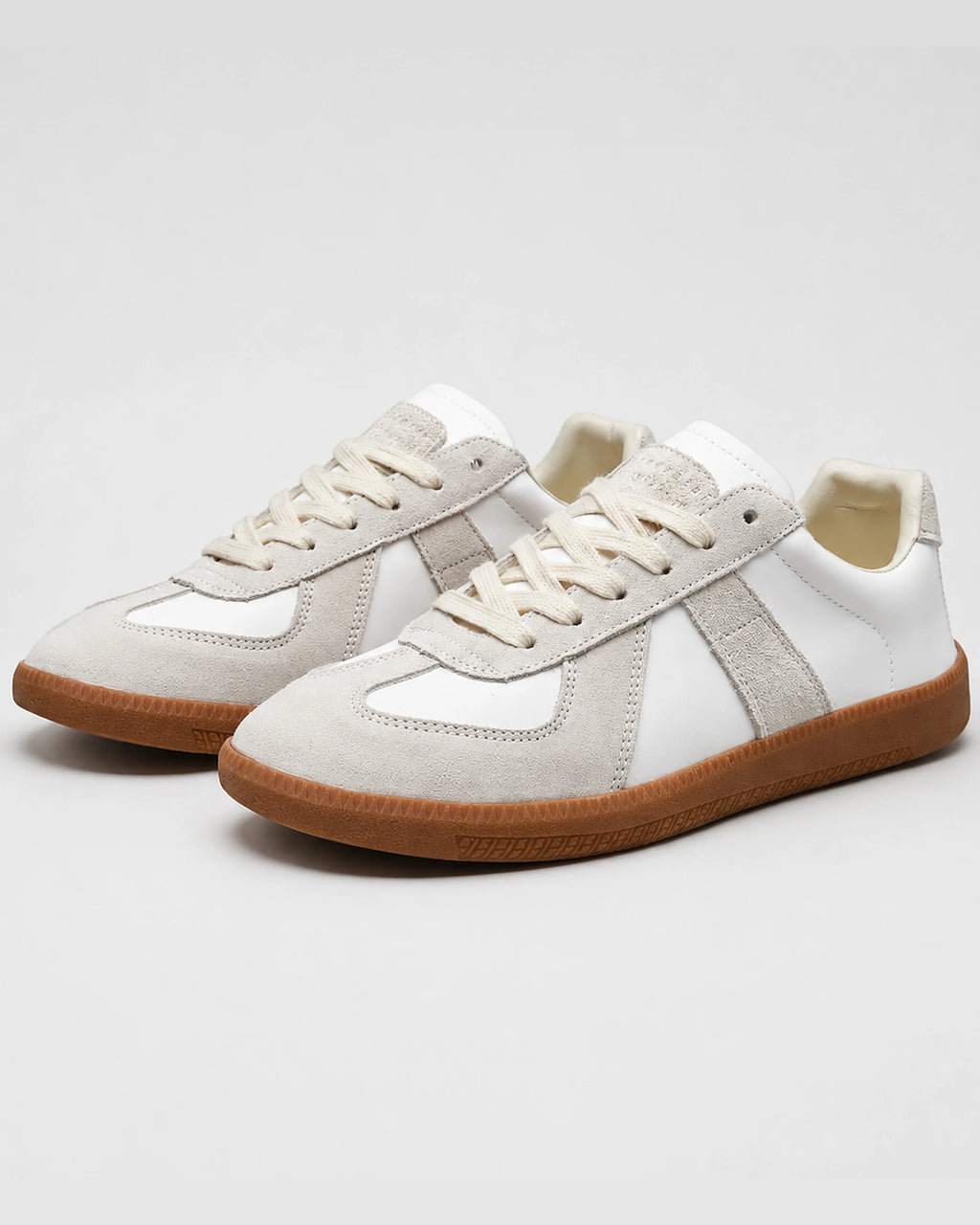 Men's Suede Panel Leather-Look Army Trainers with Gum Sole – Quentin