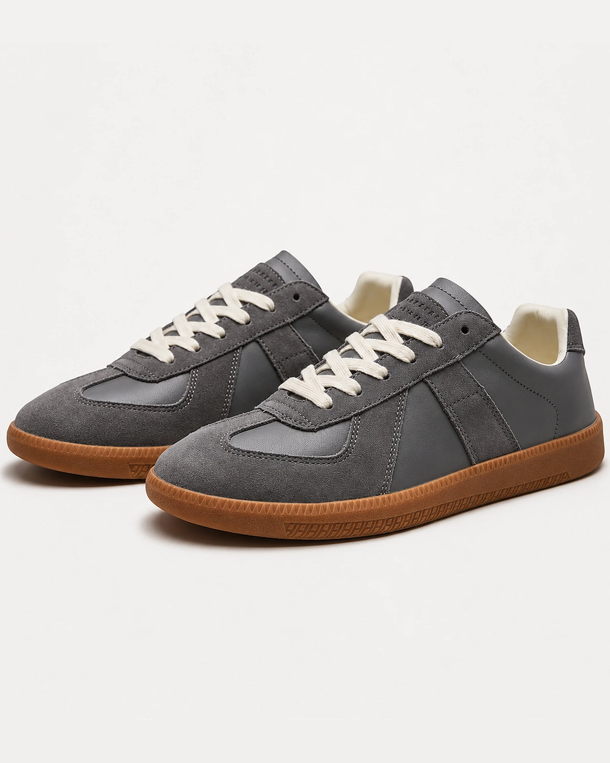 Men's Suede Panel Leather-Look Army Trainers with Gum Sole – Quentin