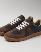 Men's Suede Panel Leather-Look Army Trainers with Gum Sole – Quentin