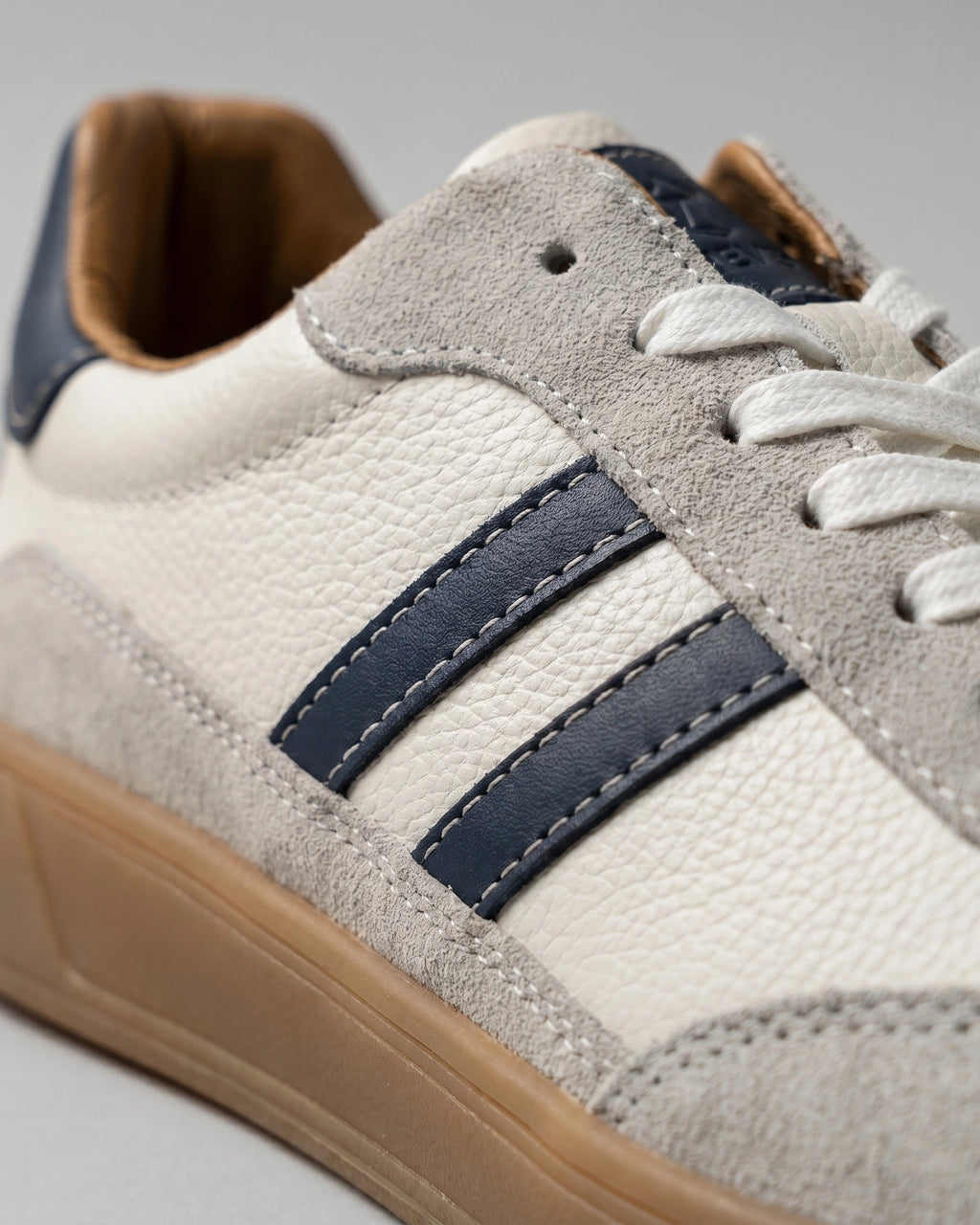 Men's Suede Panel Retro Trainers with Striped Sides and Gum Sole – Silas