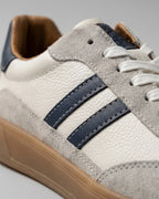 Men's Suede Panel Retro Trainers with Striped Sides and Gum Sole – Silas