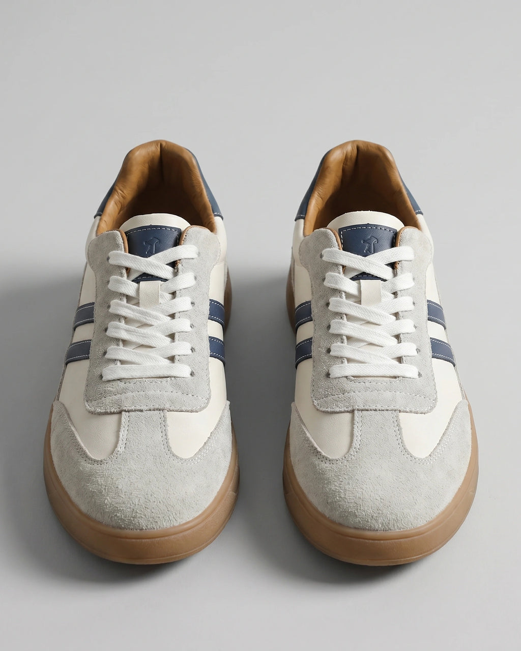Men's Suede Panel Retro Trainers with Striped Sides and Gum Sole – Silas