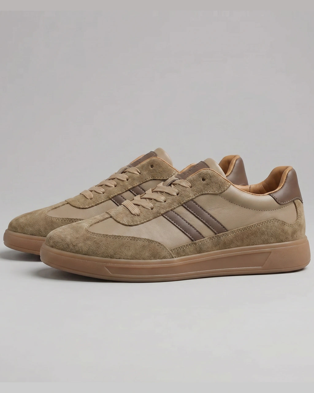 Men's Suede Panel Retro Trainers with Striped Sides and Gum Sole – Silas