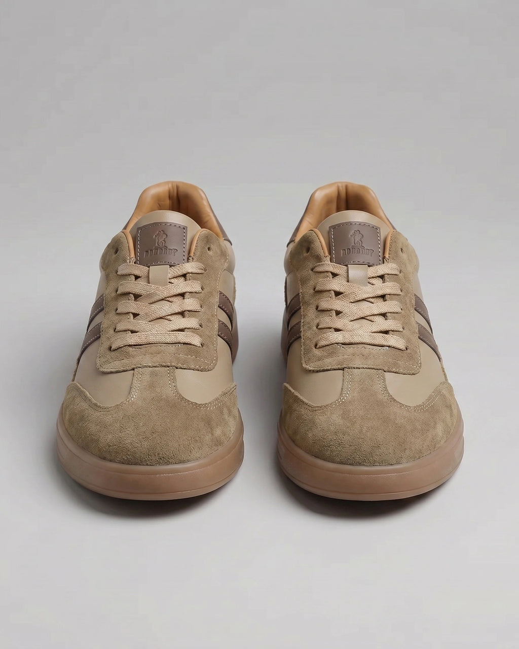 Men's Suede Panel Retro Trainers with Striped Sides and Gum Sole – Silas
