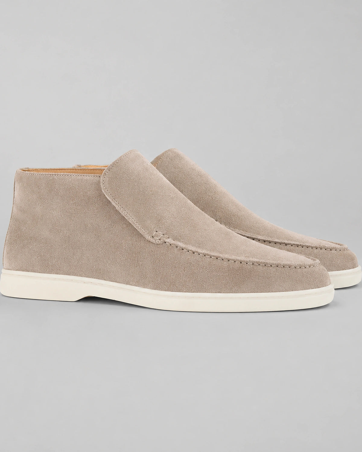 Men's Suede Slip-On Ankle Boots with Moc Toe and Contrast Sole – Niall