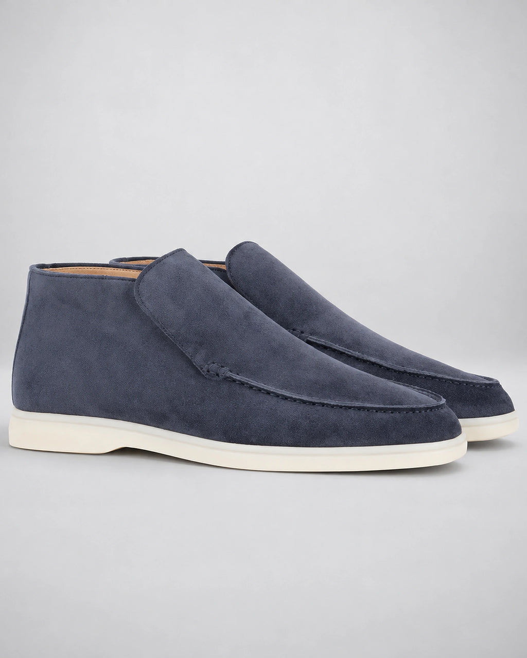 Men's Suede Slip-On Ankle Boots with Moc Toe and Contrast Sole – Niall