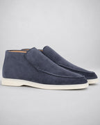 Men's Suede Slip-On Ankle Boots with Moc Toe and Contrast Sole – Niall