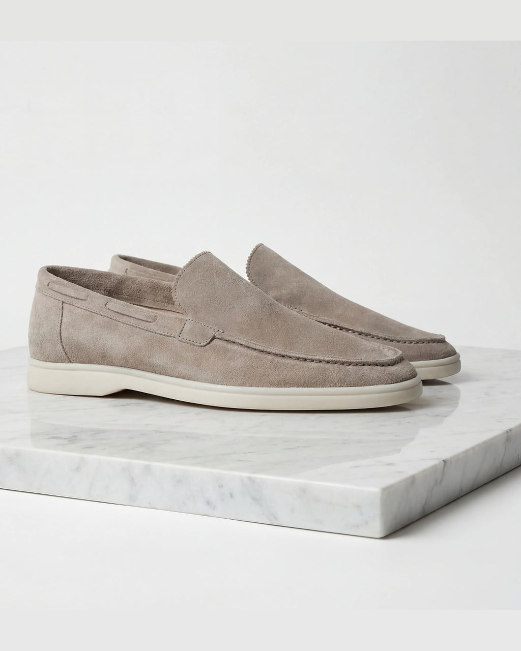 Men's Suede Slip-On Loafers with Stitched Moc Toe – Gideon