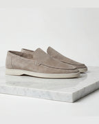 Men's Suede Slip-On Loafers with Stitched Moc Toe – Gideon