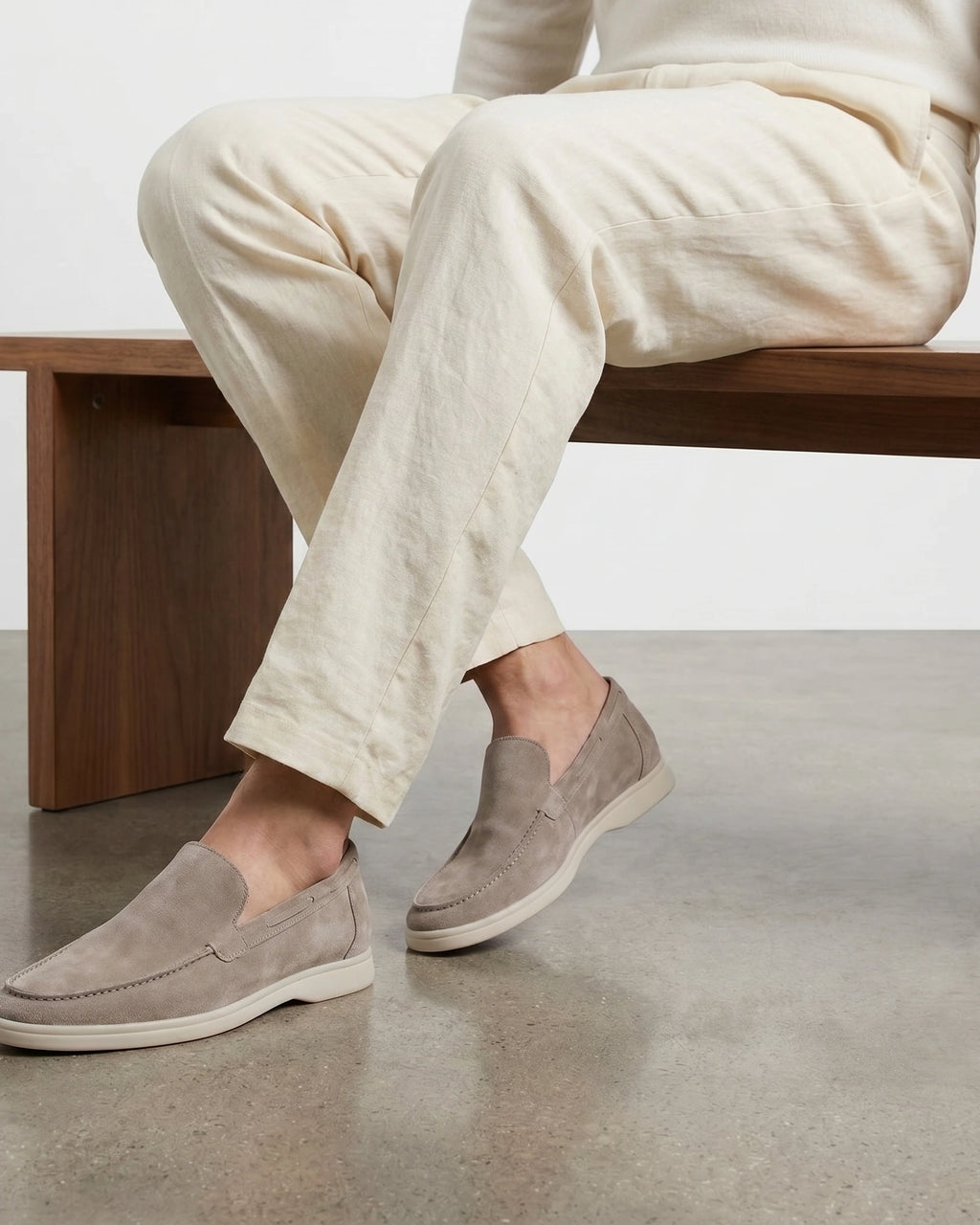 Men's Suede Slip-On Loafers with Stitched Moc Toe – Gideon