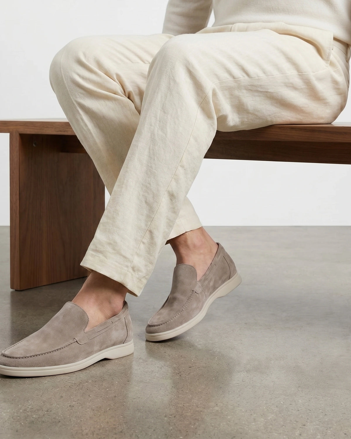 Men's Suede Slip-On Loafers with Stitched Moc Toe – Gideon