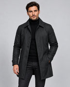 Men's Tailored Longline Mac Coat with Button Front – Harvey