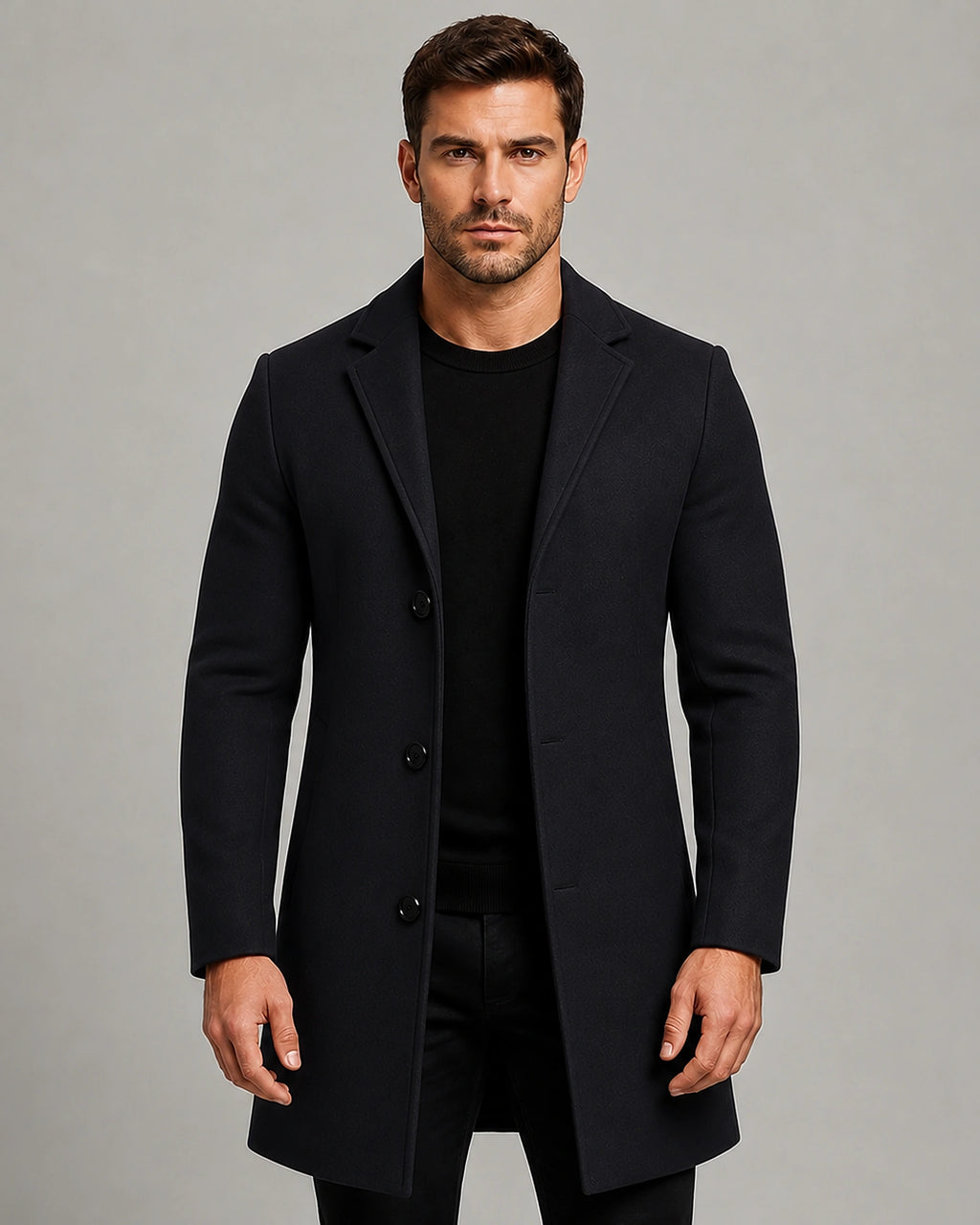 Men's Tailored Single-Breasted Overcoat with Notch Lapel – Gus