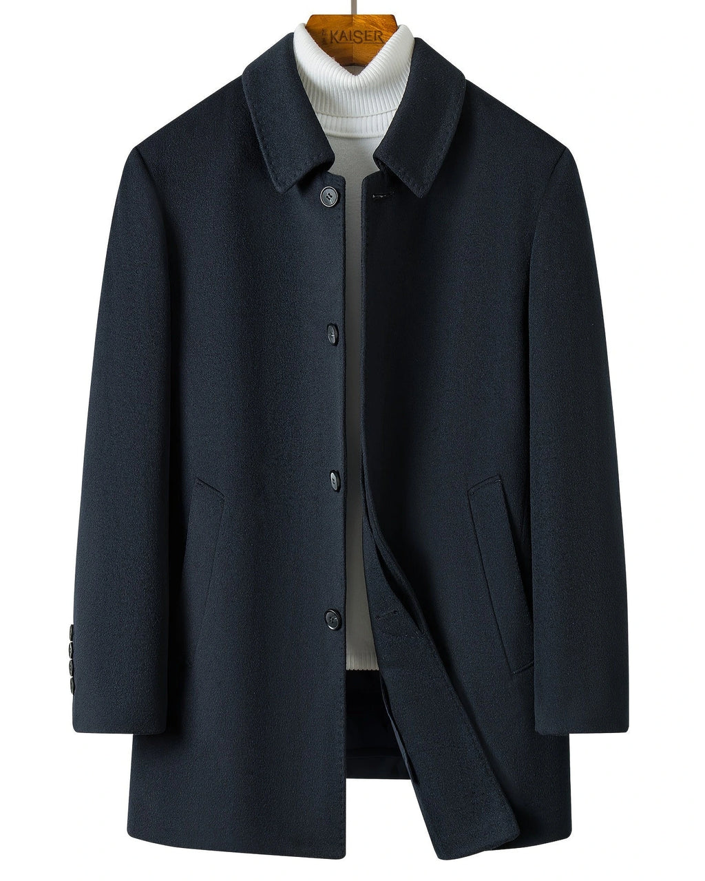Men's Wool-Blend Overcoat with Notch Collar and Welt Pockets – Cora Rose