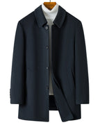 Men's Wool-Blend Overcoat with Notch Collar and Welt Pockets – Cora Rose