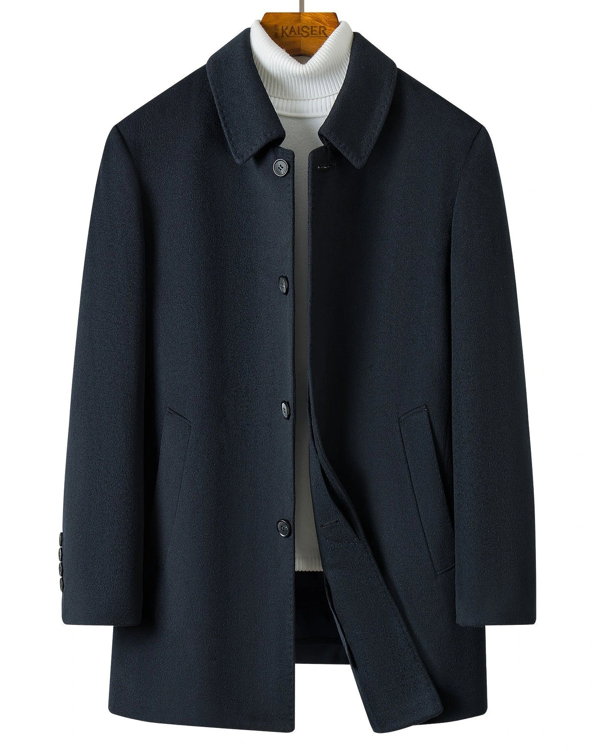 Men's Wool-Blend Overcoat with Notch Collar and Welt Pockets – Cora Rose