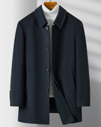 Men's Wool-Blend Overcoat with Notch Collar and Welt Pockets – Cora Rose