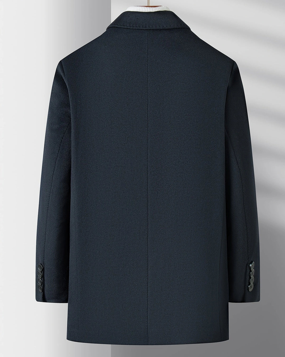 Men's Wool-Blend Overcoat with Notch Collar and Welt Pockets – Cora Rose