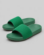 Men's Woven Strap Slide Sandals with Ridged Sole in Green – Elliot