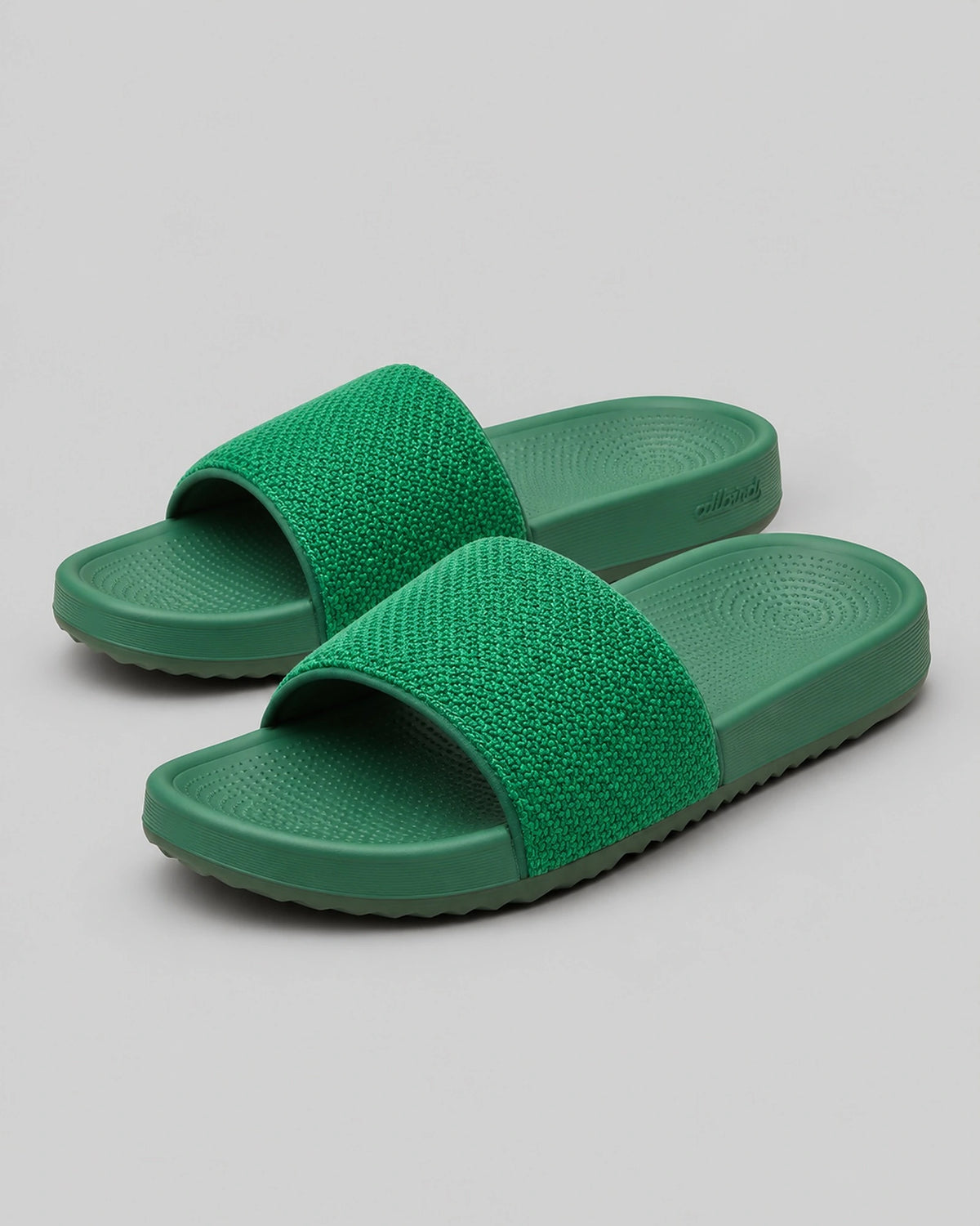 Men's Woven Strap Slide Sandals with Ridged Sole in Green – Elliot