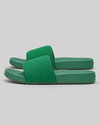 Men's Woven Strap Slide Sandals with Ridged Sole in Green – Elliot