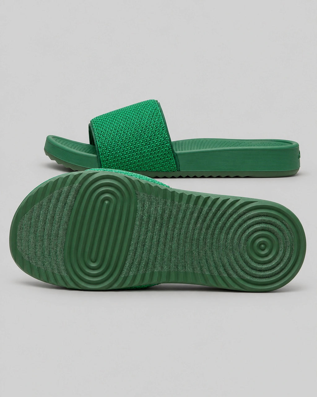 Men's Woven Strap Slide Sandals with Ridged Sole in Green – Elliot
