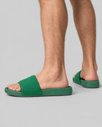 Men's Woven Strap Slide Sandals with Ridged Sole in Green – Elliot