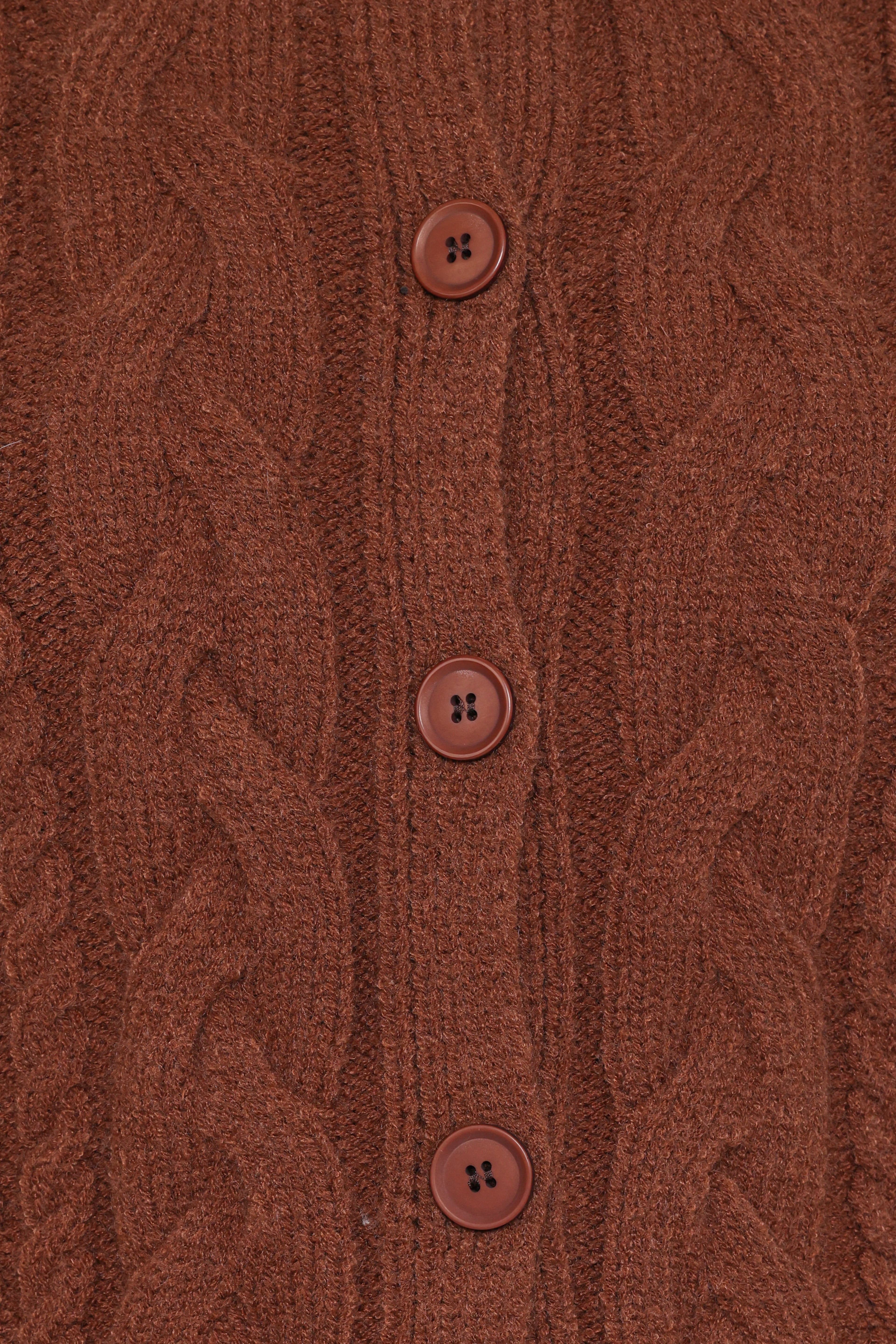 Petal and Pup USA KNITWEAR Nika Cable Knit Cardigan - Brown