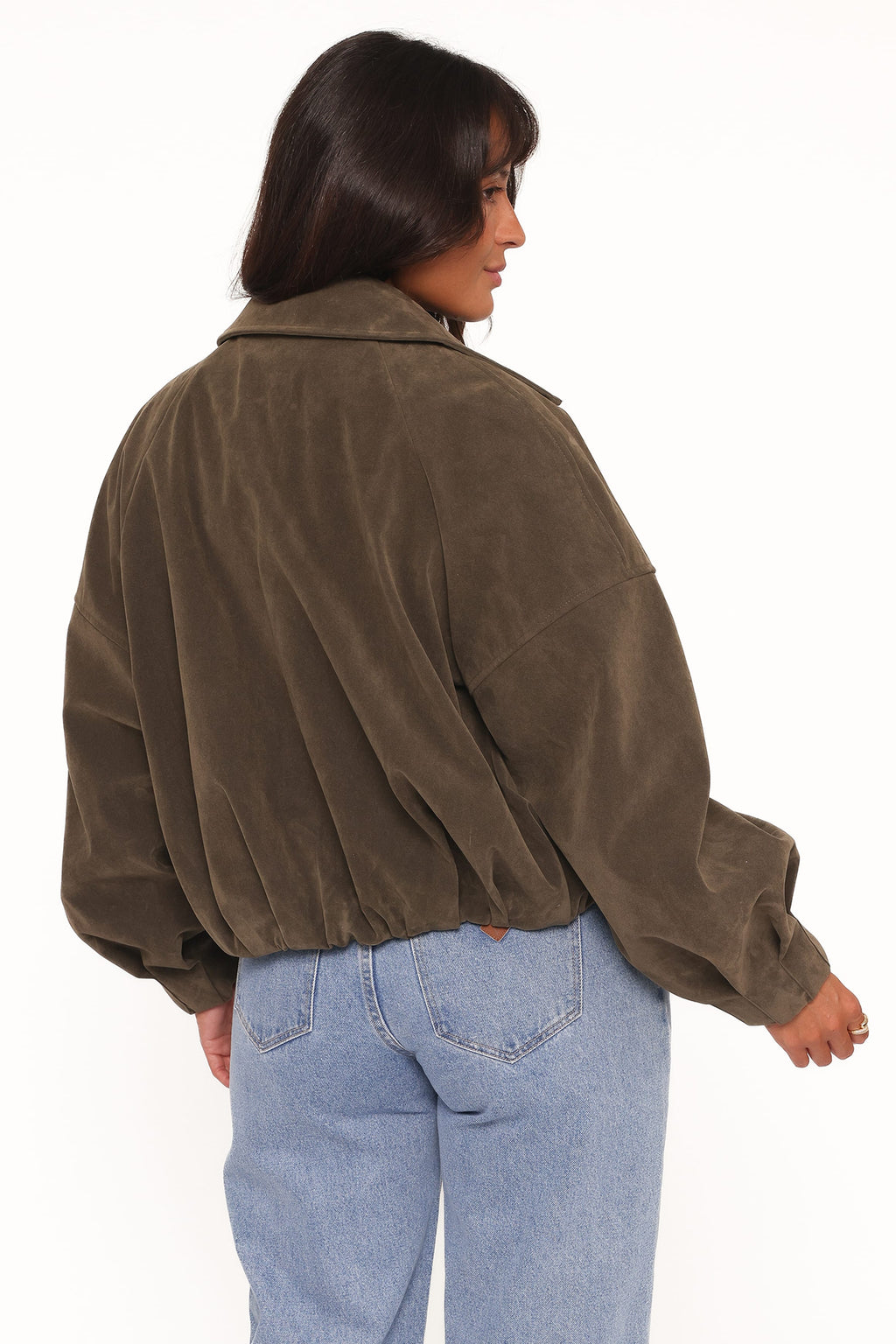 Petal and Pup USA OUTERWEAR Jensen Faux Suede Bomber Jacket - Olive