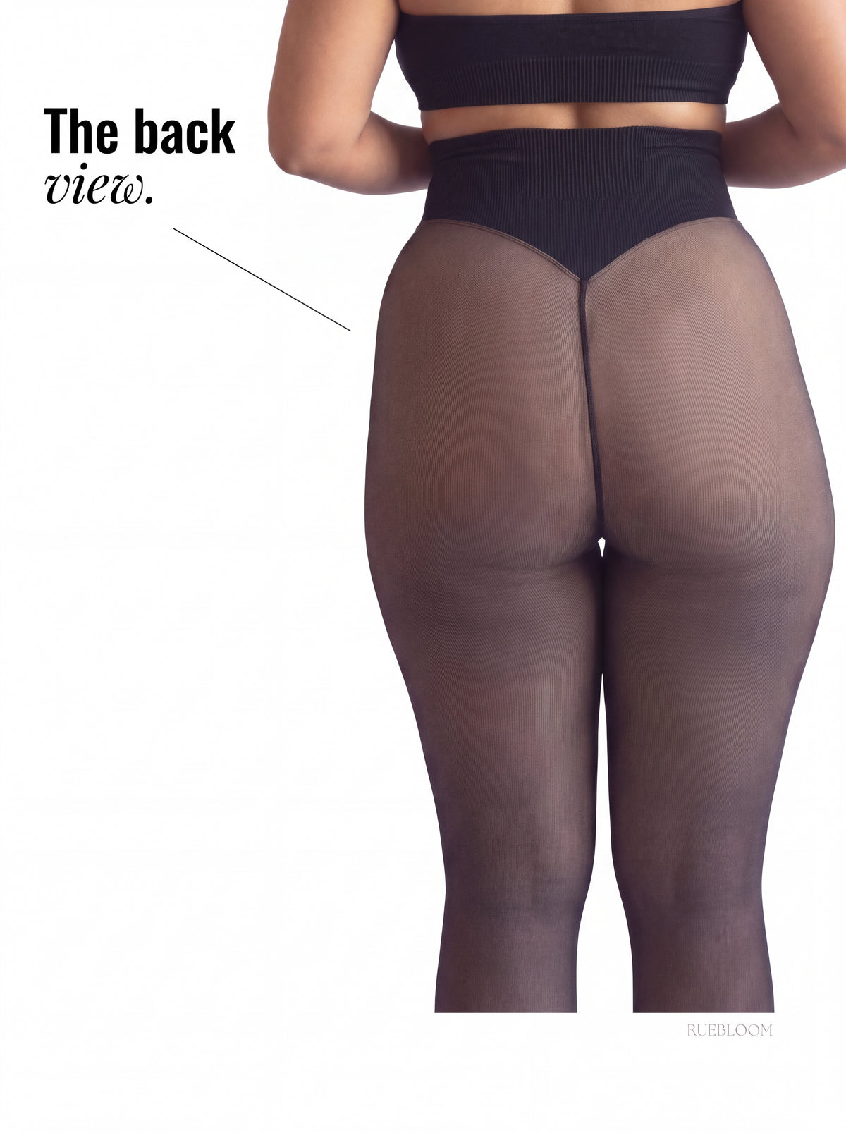 Fleece-lined tights, rear view with wide waistband