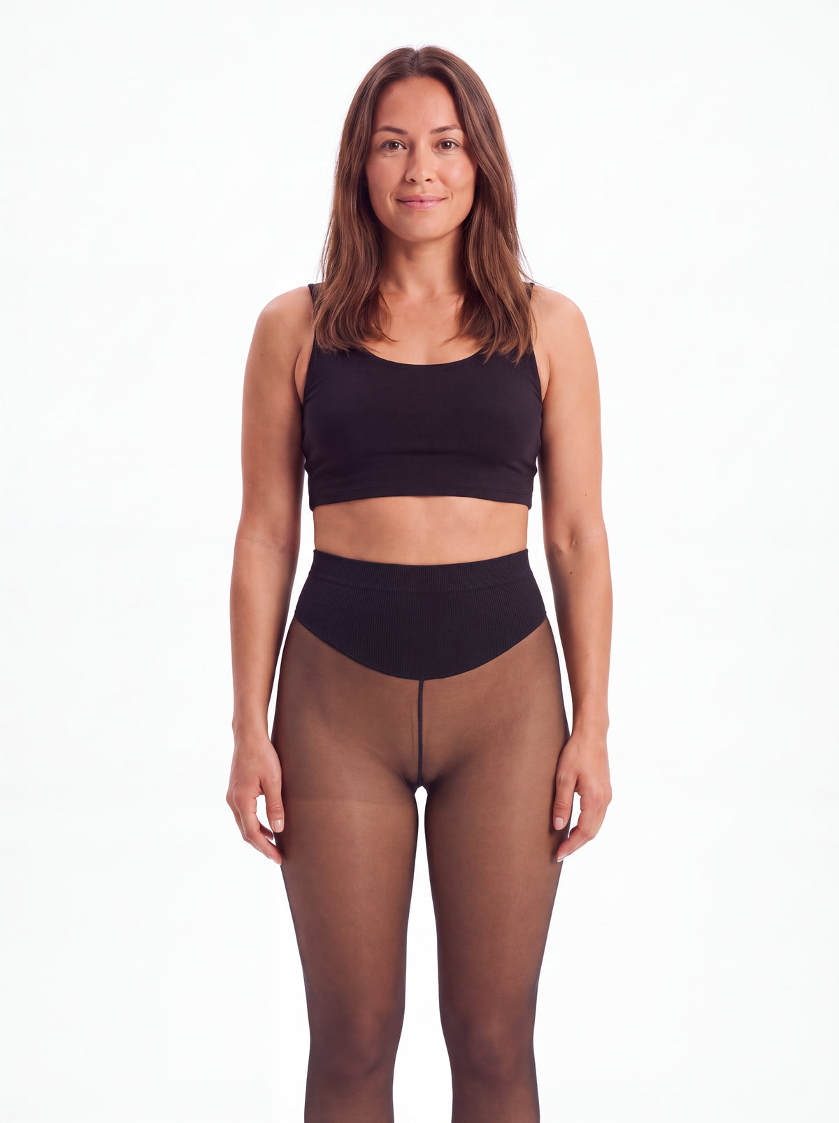 Fleece-lined tights with a wide high-rise waistband