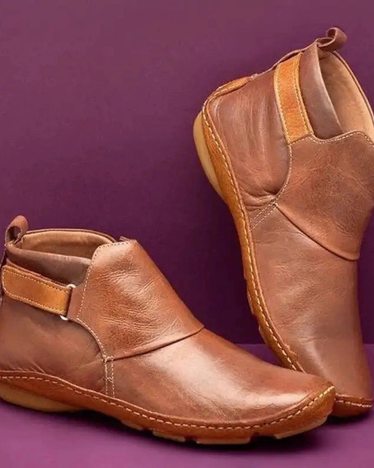 Women's Adjustable Strap Flat Ankle Boots with Arch Support Insole – Heidi Jane